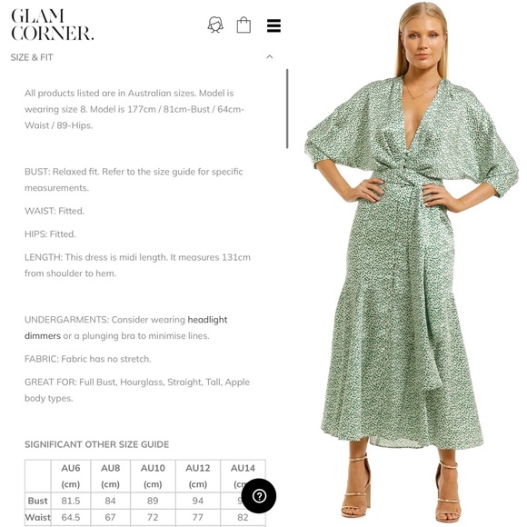 NWT Significant Other Australia Elegant, silky, pretty green print midi Dress - Picture 10 of 10